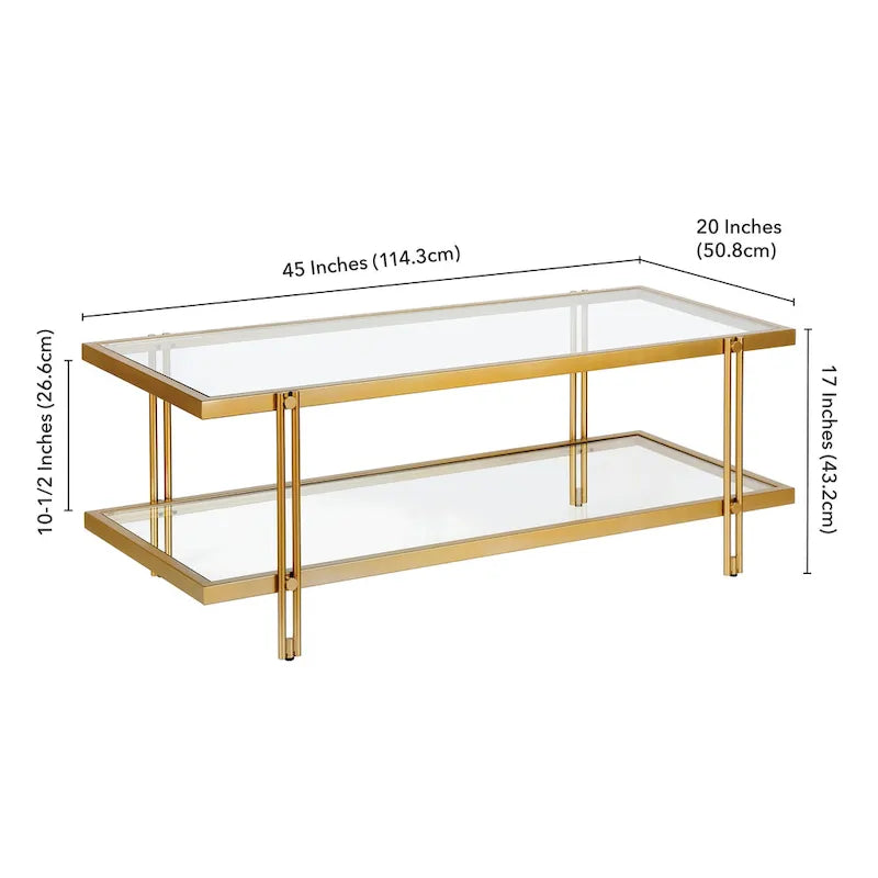 Table basse moderne en acier et verre