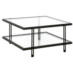 Table basse moderne en acier et verre