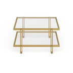 Table basse moderne en acier et verre