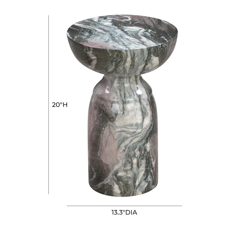 Table d'appoint en marbre gris et rose poudré