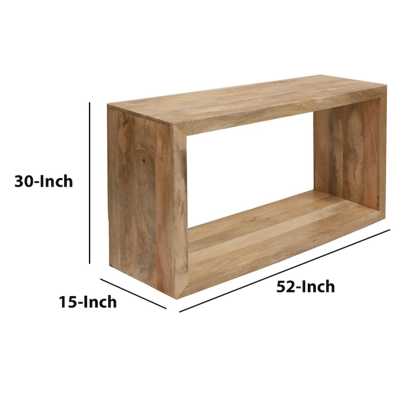 Console buffet en bois de manguier de 52 pouces avec étagère cube ouverte