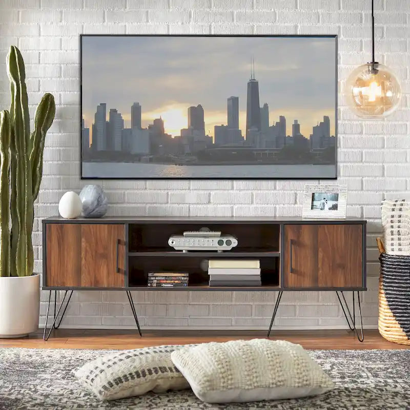Meuble TV Mid-Century avec placards latéraux