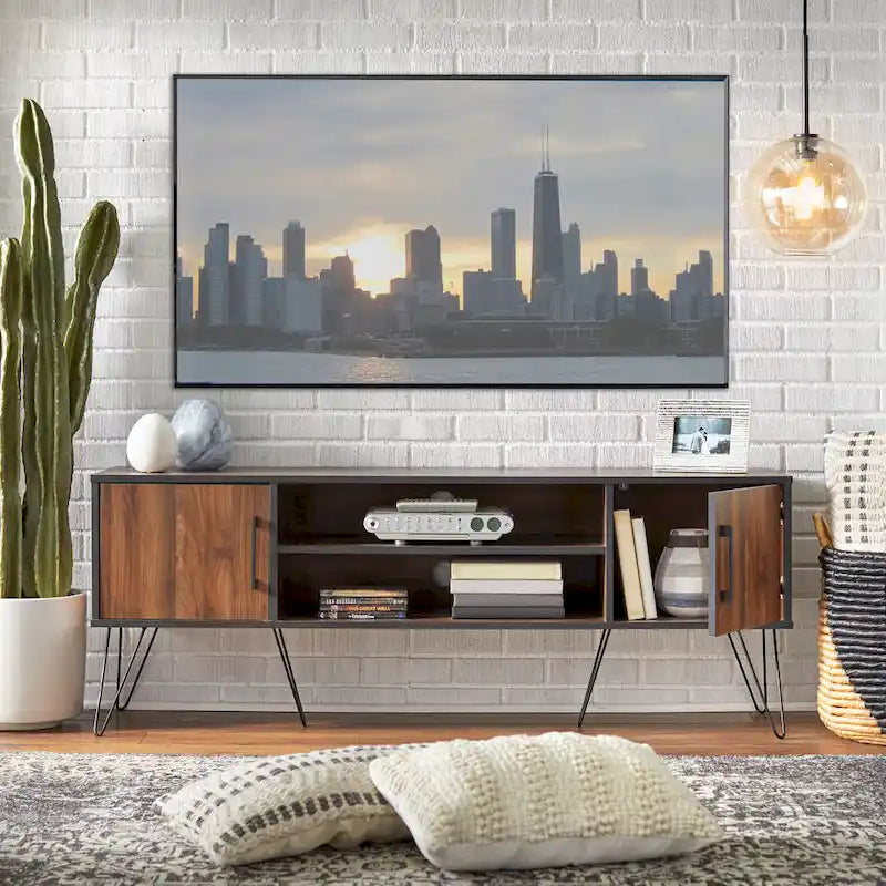 Meuble TV Mid-Century avec placards latéraux