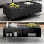 Table basse avec tiroirs de rangement et étagère ouverte