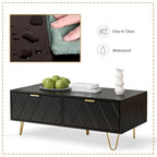 Table basse avec tiroirs de rangement et étagère ouverte