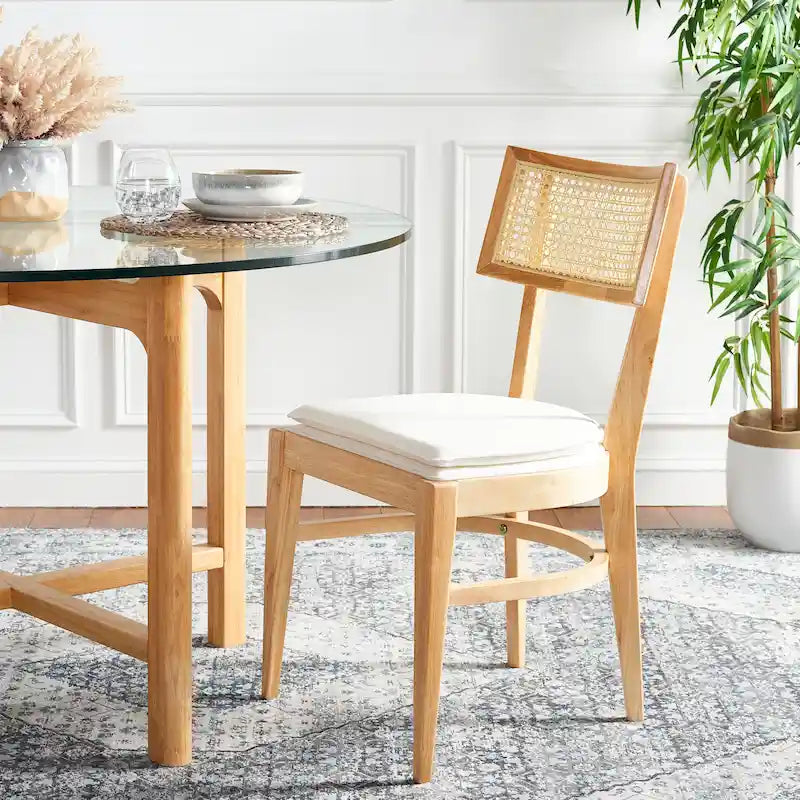 Chaise de salle à manger à dossier en cannage – 46 cm L x 58 cm P x 89 cm H
