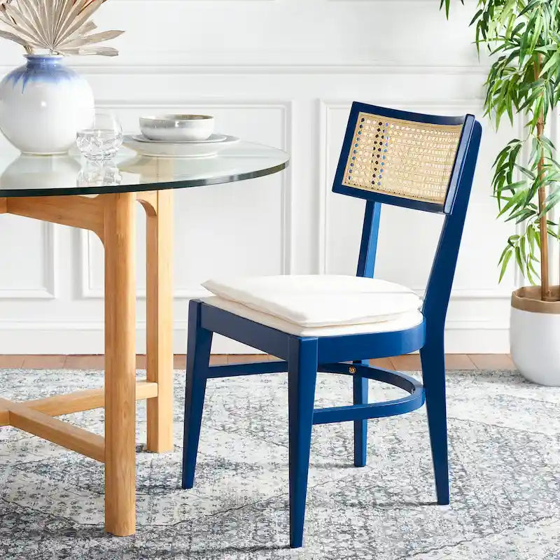 Chaise de salle à manger à dossier en cannage – 46 cm L x 58 cm P x 89 cm H