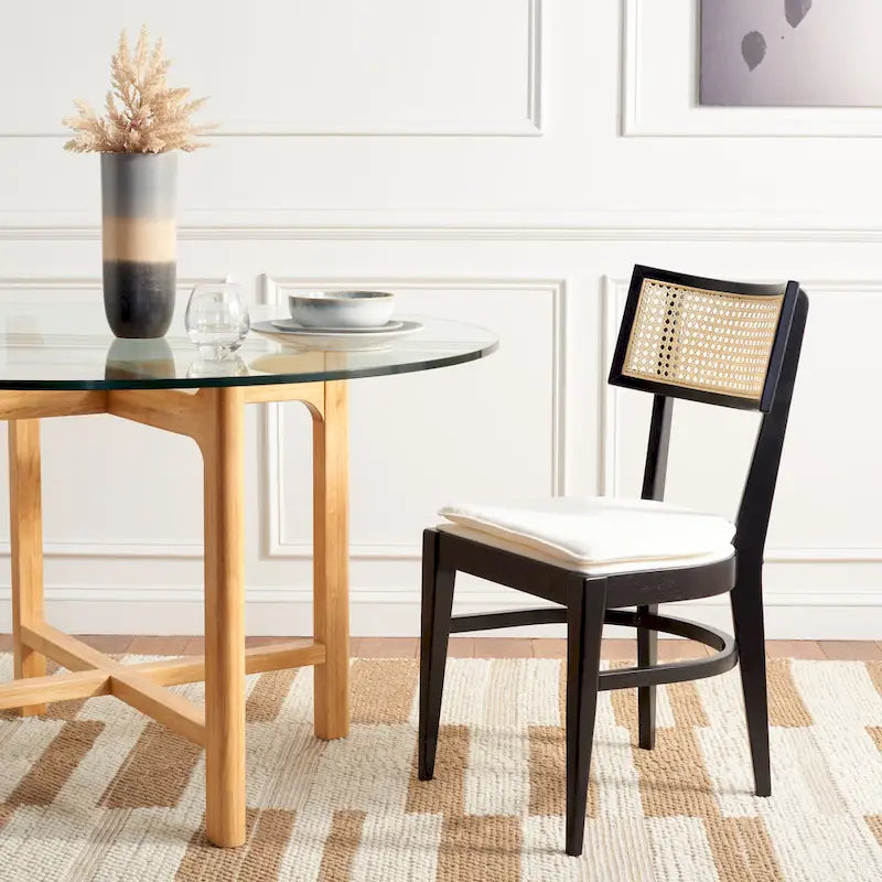 Chaise de salle à manger à dossier en cannage – 46 cm L x 58 cm P x 89 cm H