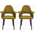 Lot de 2 Fauteuils Rembourrés en Tissu avec Pieds en Bois Noyer Marron