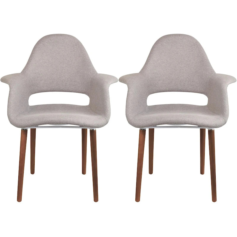 Lot de 2 Fauteuils Rembourrés en Tissu avec Pieds en Bois Noyer Marron
