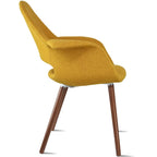 Lot de 2 Fauteuils Rembourrés en Tissu avec Pieds en Bois Noyer Marron