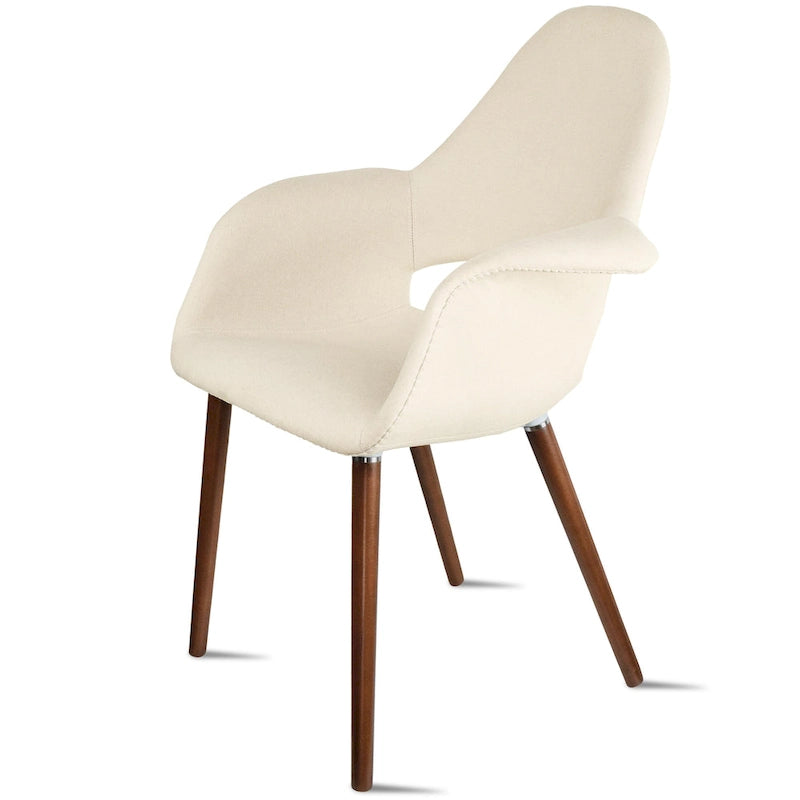 Lot de 2 Fauteuils Rembourrés en Tissu avec Pieds en Bois Noyer Marron