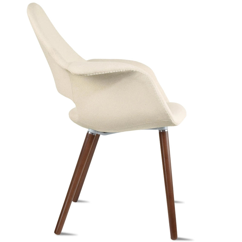 Lot de 2 Fauteuils Rembourrés en Tissu avec Pieds en Bois Noyer Marron