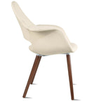 Lot de 2 Fauteuils Rembourrés en Tissu avec Pieds en Bois Noyer Marron