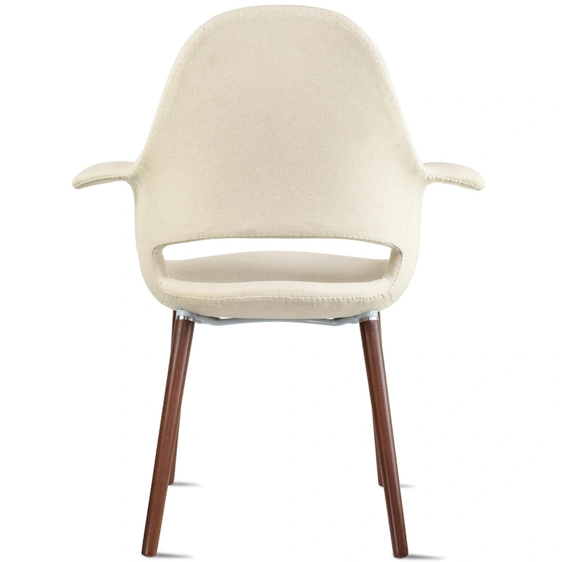 Lot de 2 Fauteuils Rembourrés en Tissu avec Pieds en Bois Noyer Marron