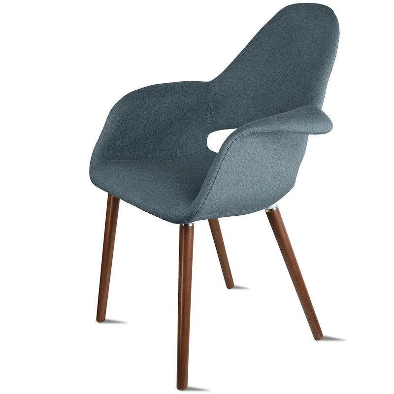 Lot de 2 Fauteuils Rembourrés en Tissu avec Pieds en Bois Noyer Marron