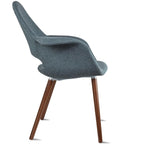 Lot de 2 Fauteuils Rembourrés en Tissu avec Pieds en Bois Noyer Marron