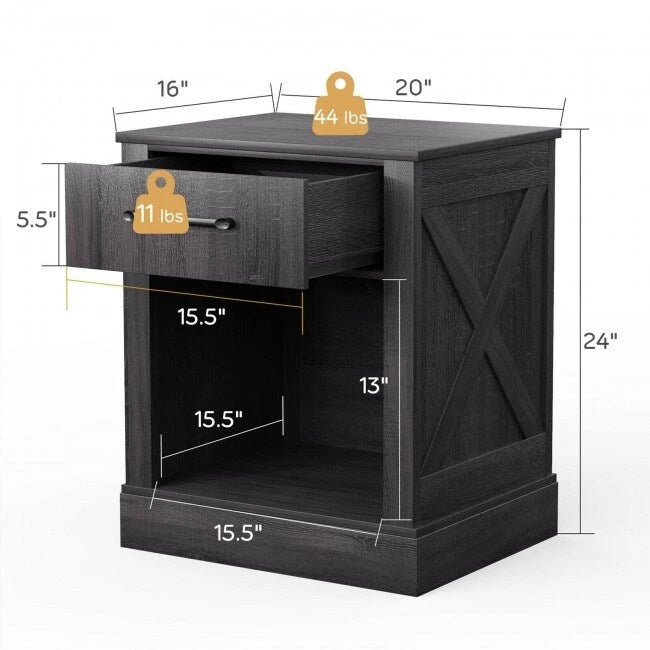 Table de chevet avec tiroir et étagère ouverte