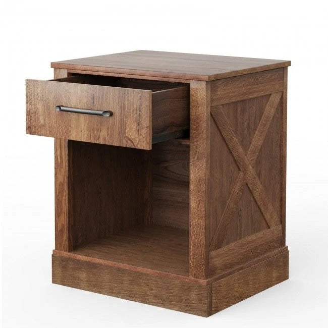 Table de chevet avec tiroir et étagère ouverte
