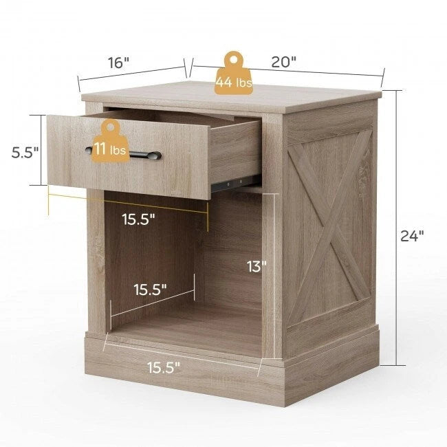 Table de chevet avec tiroir et étagère ouverte