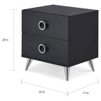 Table de chevet à 2 tiroirs avec pieds coniques