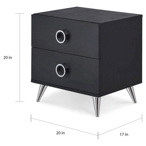 Table de chevet à 2 tiroirs avec pieds coniques