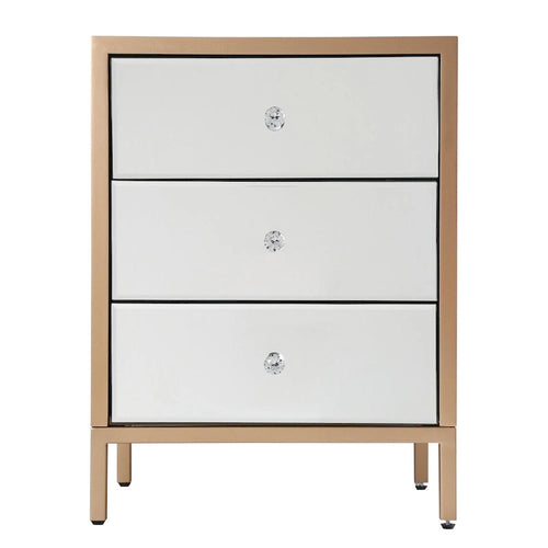 Modern Contemporary 17.7 Wide 3-Drawer Mirrored Side Table Chest Storage Dresser Nightstand