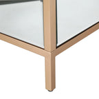 Table de chevet à 3 tiroirs effet miroir avec cadre en métal et poignées en cristal