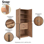 Armoire de penderie autonome avec tiroirs et compartiments de rangement – Lot de 2