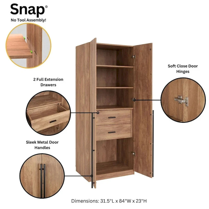 Armoire de penderie autonome avec tiroirs et compartiments de rangement – Lot de 2