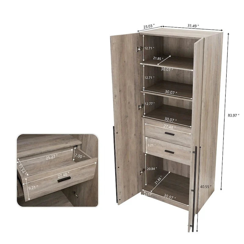 Armoire de penderie autonome avec tiroirs et compartiments de rangement – Lot de 2