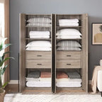 Armoire de penderie autonome avec tiroirs et compartiments de rangement – Lot de 2
