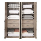 Armoire de penderie autonome avec tiroirs et compartiments de rangement – Lot de 2
