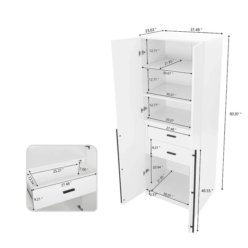 Armoire de penderie autonome avec tiroirs et compartiments de rangement – Lot de 2