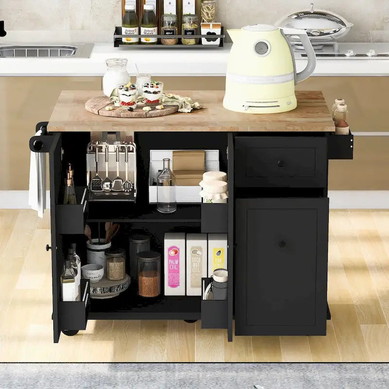 Desserte de cuisine avec abattant, étagère de rangement intérieure et 2 tiroirs