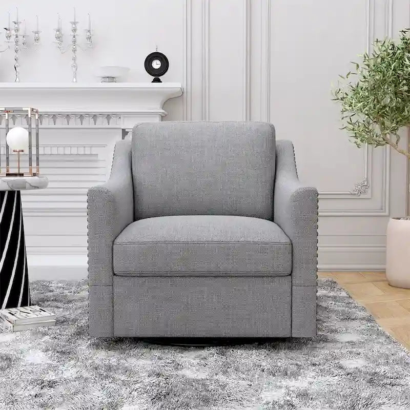 Fauteuil d'appoint en velours avec base pivotante et pieds en bois