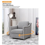 Fauteuil d'appoint en velours avec base pivotante et pieds en bois