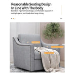 Fauteuil d'appoint en velours avec base pivotante et pieds en bois