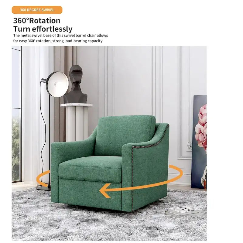 Fauteuil d'appoint en velours avec base pivotante et pieds en bois