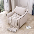 Fauteuil d'appoint en velours avec base pivotante et pieds en bois
