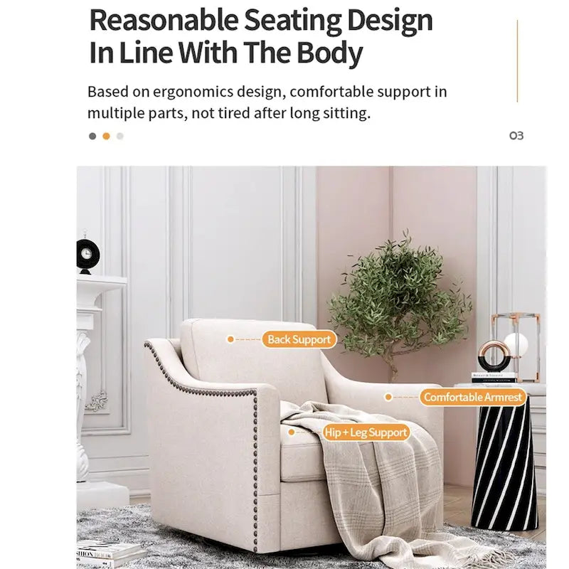 Fauteuil d'appoint en velours avec base pivotante et pieds en bois