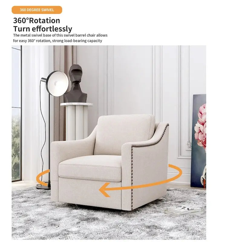 Fauteuil d'appoint en velours avec base pivotante et pieds en bois