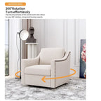 Fauteuil d'appoint en velours avec base pivotante et pieds en bois