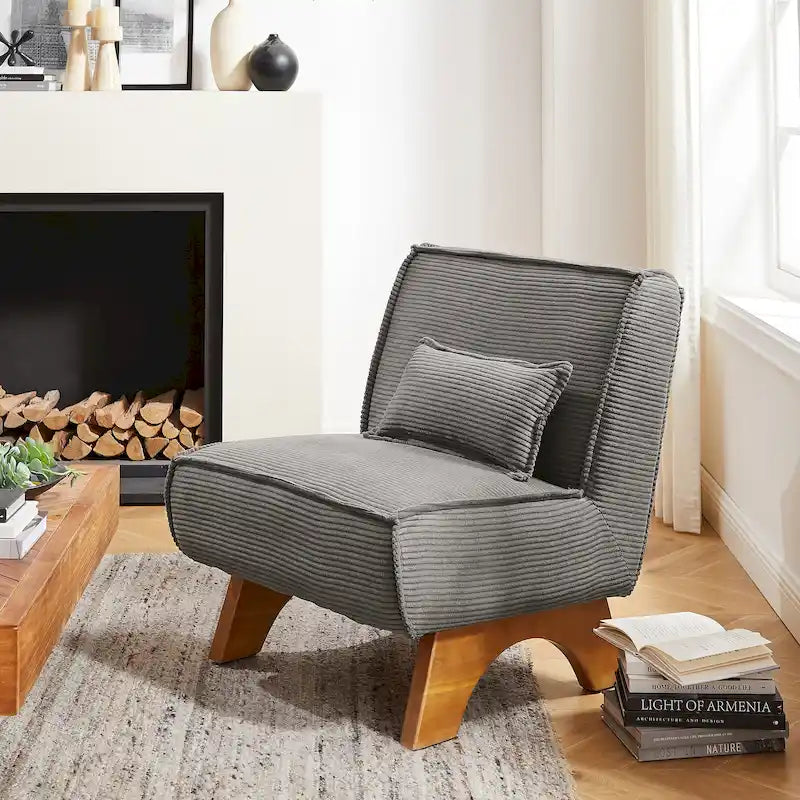 Fauteuil d'appoint sans accoudoirs avec revêtement en polyester