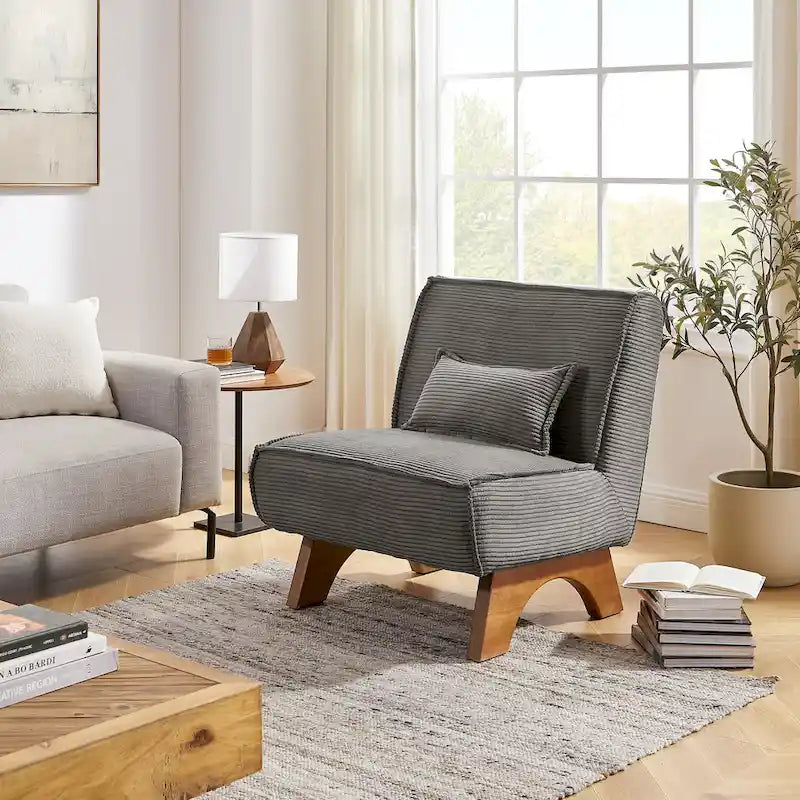 Fauteuil d'appoint sans accoudoirs avec revêtement en polyester