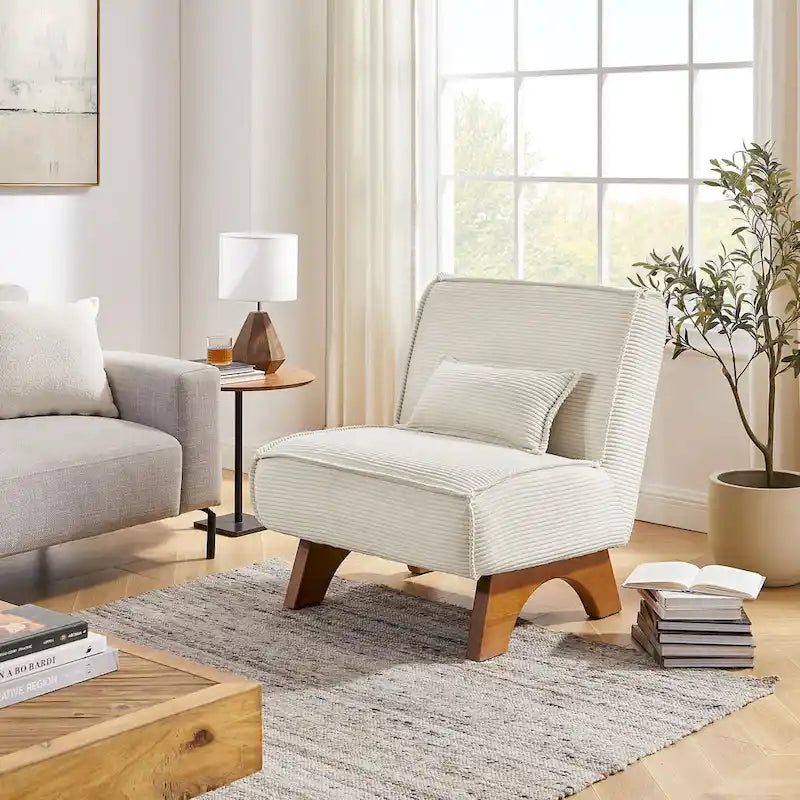 Fauteuil d'appoint sans accoudoirs avec revêtement en polyester