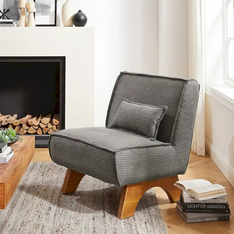 Fauteuil d'appoint sans accoudoirs avec revêtement en polyester