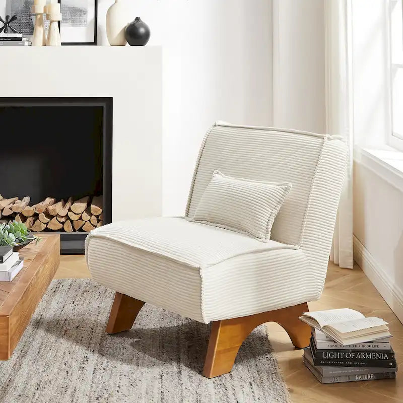 Fauteuil d'appoint sans accoudoirs avec revêtement en polyester