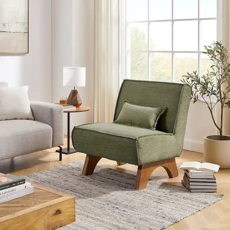 Fauteuil d'appoint sans accoudoirs avec revêtement en polyester