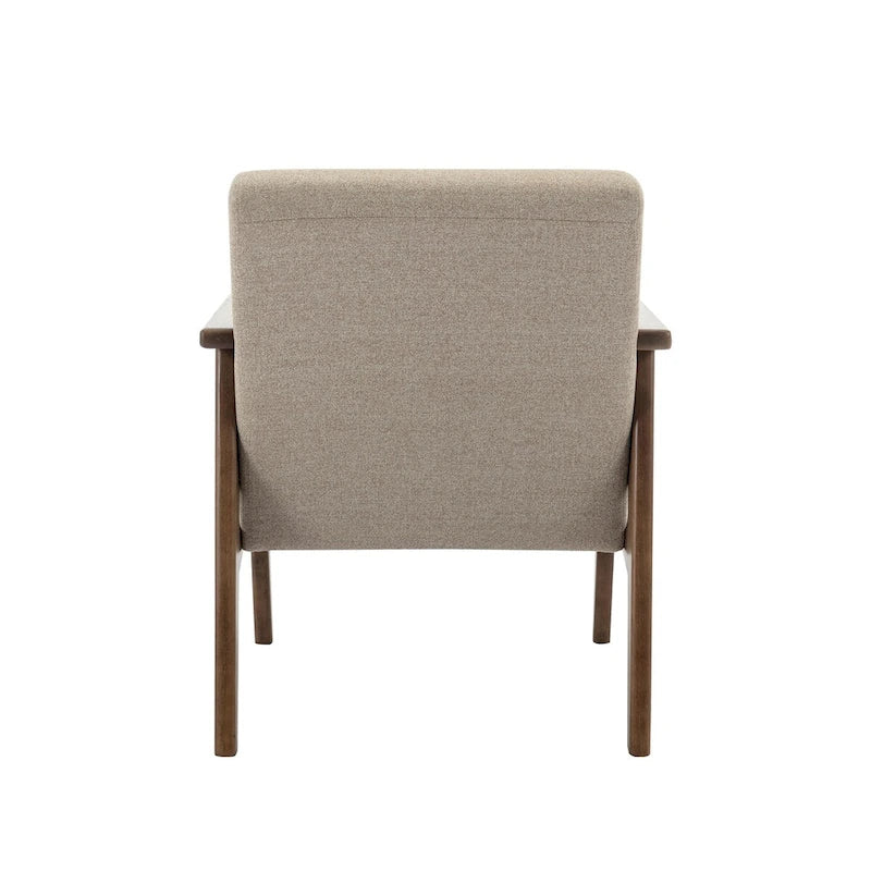 Fauteuil d'appoint en tissu avec pieds en bois d'hévéa